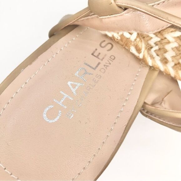 Charles by Charles David ELLA Tan Cream Woven Caged Strappy Block Heel Sandals - Picture 14 of 16